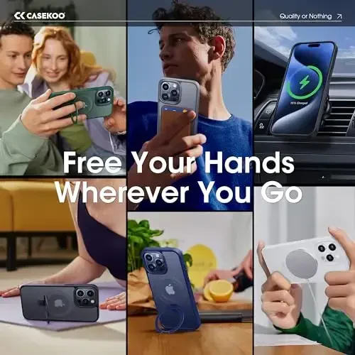 CASEKOO Designed for iPhone 15 Pro Max Case with Magnetic Invisible Stand [Military Drop Protection] [Compatible with MagSafe] Shockproof Slim Translucent Matte Promax Case 6.7 Inch, Blue - 4