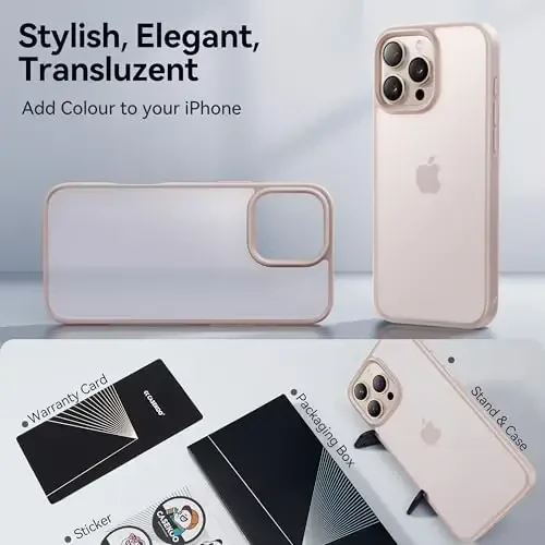 CASEKOO для iPhone 16 Pro Case, [Never Yellow Technology] [Mil-Grade Drop Protection] Translucent Slim Cover Women Men для iPhone 16 Pro Case Phone Case 6.1 inch, Rose Gold - 5