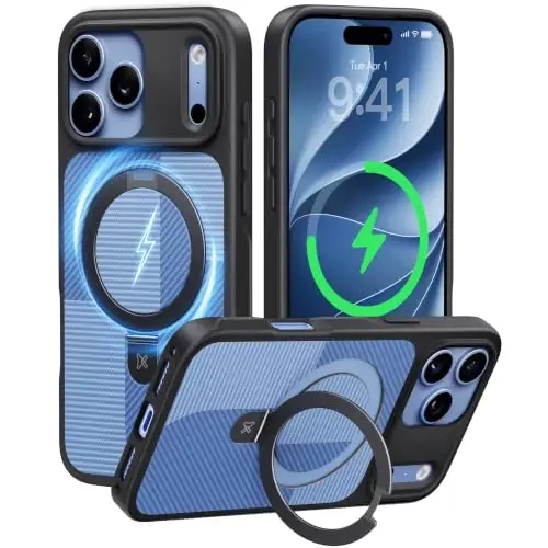 CASEKOO Durable Magnetic Stand for iPhone 18 Pro Max Case, Breeze Blue | [Military Drop Protection] [Fit for MagSafe] Translucent Flat Back, Slim Shockproof for iPhone 18 Pro Max Phone Case 6.9
