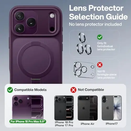 CASEKOO Durable Magnetic Stand for iPhone 18 Pro Max Case, Matte Burgundy | [Military Drop Protection] [Fit for MagSafe] Translucent Flat Back, Slim Shockproof for iPhone 18 Pro Max Phone Case 6.9