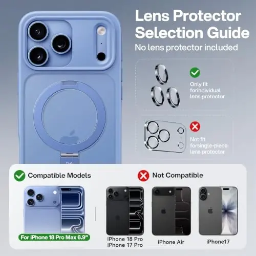 CASEKOO Durable Magnetic Stand for iPhone 18 Pro Max Case, Matte Glacier | [Military Drop Protection] [Fit for MagSafe] Translucent Flat Back, Slim Shockproof for iPhone 18 Pro Max Phone Case 6.9