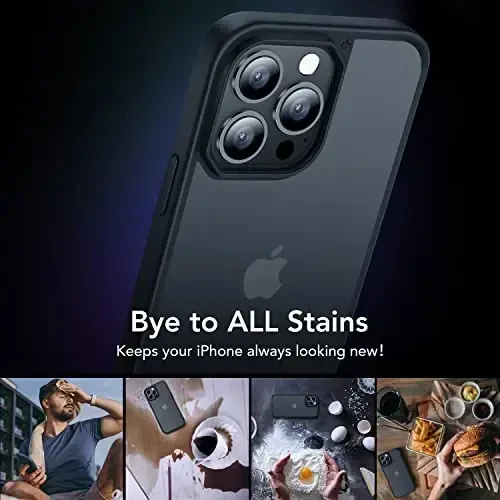 CASEKOO for iPhone 13 Pro Case, [Never Yellow Technology] [Mil-Grade Drop Protection] Translucent Slim Cover Women Men for iPhone 13 Pro Phone Case 6.1 inch, Frosted Black - 5