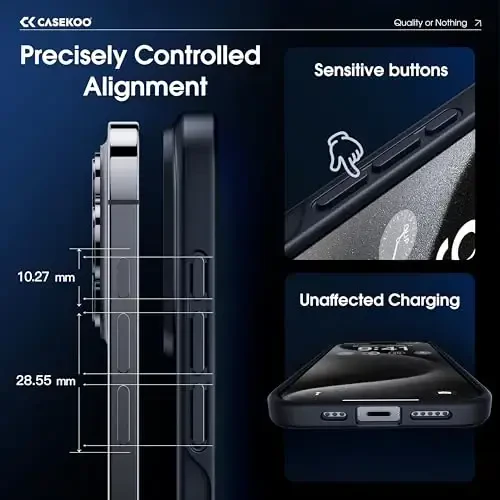 CASEKOO for iPhone 15 Pro Case, [Never Yellow Technology] [Mil-Grade Drop Protection] Translucent Slim Cover Women Men for iPhone 15 Pro Phone Case 6.1 inch, Frosted Black - 4