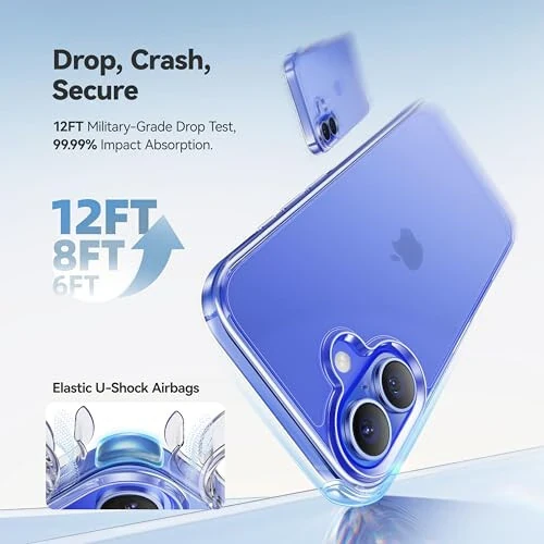 CASEKOO for iPhone 16 Case Crystal Clear, [100% Ultra-Clear Transparency] [12FT Mil-Grade Protection] [Anti-Yellow Tech] Transparent Slim Cover for iPhone 16 Case 6.1 inch, Clear - 1