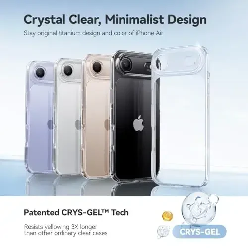 CASEKOO for iPhone 17 Air Case Crystal Clear, Patented Anti-Yellow & Virgin TPU, 15FT Military-Grade Drop Protection, Slim Transparent Women Men Funda para for iPhone 17 Air Case 6.5 inch, Clear - 6