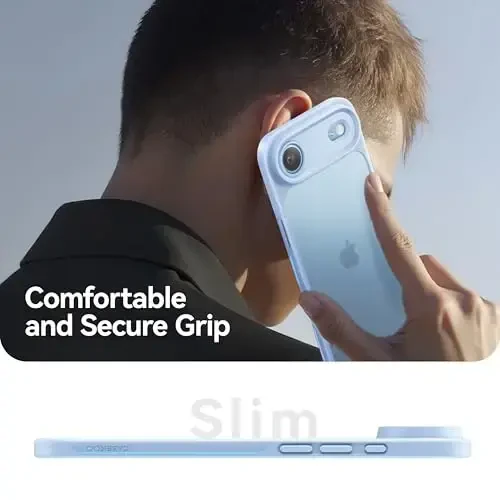CASEKOO for iPhone 17 Air Case, [Never Yellow Technology] [Mil-Grade Drop Protection] Translucent Slim Cover Women Men for iPhone 17 Air Phone Case 6.5 inch, Frosted Light Blue - 5