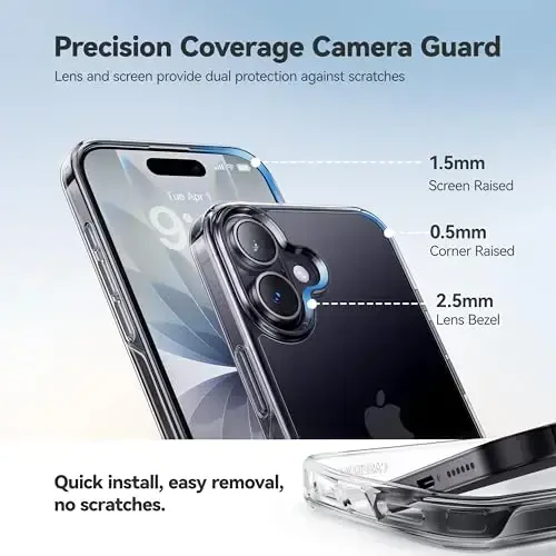 CASEKOO for iPhone 17 Case Crystal Clear, Patented Anti-Yellow & Virgin TPU, 15FT Military-Grade Drop Protection, Slim Transparent Women Men Funda para for iPhone 17 Case 6.3 inch, Clear - 3