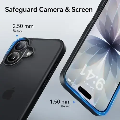 CASEKOO for iPhone 17 Case, [Never Yellow Technology] [Mil-Grade Drop Protection] Translucent Slim Cover Women Men for iPhone 17 Phone Case 6.3 inch, Frosted Black - 3