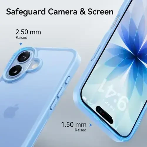 CASEKOO for iPhone 17 Case, [Never Yellow Technology] [Mil-Grade Drop Protection] Translucent Slim Cover Women Men for iPhone 17 Phone Case 6.3 inch, Frosted Light Blue - 3