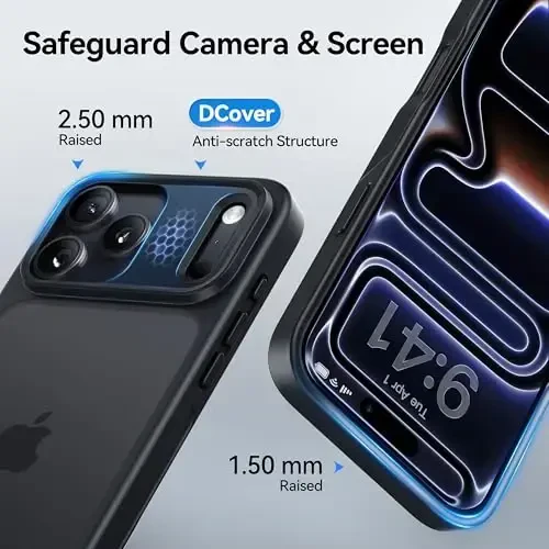 CASEKOO for iPhone 17 Pro Case, [Never Yellow Technology] [Mil-Grade Drop Protection] Translucent Slim Cover Women Men for iPhone 17 Pro Phone Case 6.3 inch, Frosted Black - 4