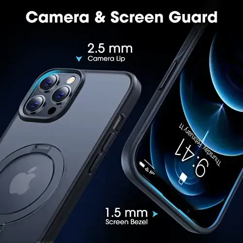 CASEKOO iPhone 12 Pro Max uchun magnitli ko'rinmas stendli [Harbiy tomchidan himoya] [MagSafe bilan mos] zarbga chidamli yarim shaffof matli ingichka Promax telefon qopqog'i 6,7