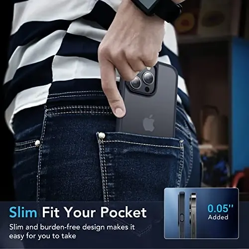 CASEKOO for iPhone 13 Pro Case, [Never Yellow Technology] [Mil-Grade Drop Protection] Translucent Slim Cover Women Men for iPhone 13 Pro Phone Case 6.1 inch, Frosted Black - 4