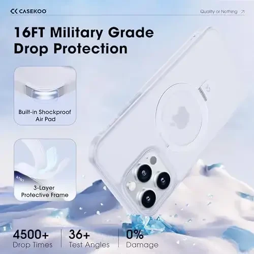 CASEKOO Designed for iPhone 13 Pro Max Case with Magnetic Invisible Stand [Military Drop Protection] [Compatible with MagSafe] Shockproof Translucent Matte Slim Promax Phone 6.7