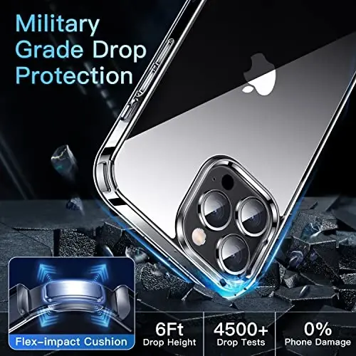 CASEKOO iPhone 13 Pro Max uchun G'ilof Kristall Tiniq, [Hech Qachon Sariq Texnologiya] [Harbiy Darajadagi Himoya] Shaffof Yupqa Qopqoq Ayollar Erkaklar uchun iPhone 13 ProMax Telefon G'ilofi 6.7 dyuym, Tiniq - 3