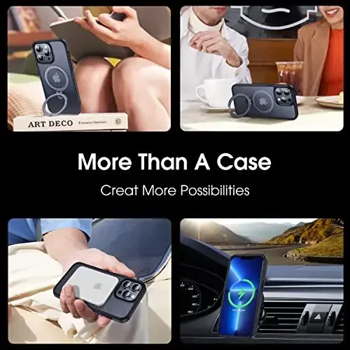 CASEKOO iPhone 13 Pro Max uchun magnitli ko'rinmas stendga ega [Harbiy tomchidan himoya] [MagSafe bilan mos] zarbga chidamli yarim shaffof matli ingichka Promax telefon qopqog'i 6,7