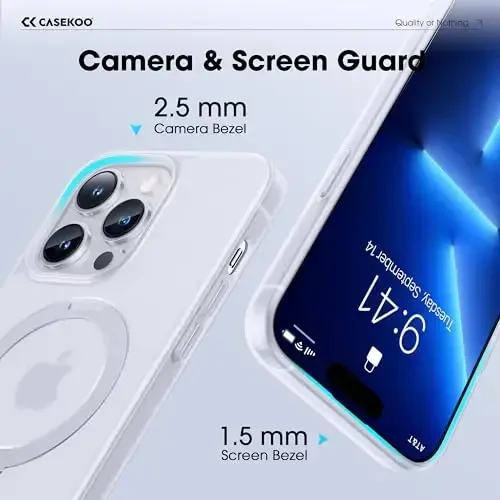 CASEKOO iPhone 13 Pro Max uchun mo'ljallangan Magnetic Invisible Stand bilan [Harbiy yiqilishdan himoya] [MagSafe bilan mos] Zarba o'tkazmaydigan yarim shaffof matli Slim Promax Phone 6.7