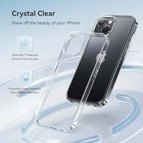 CASEKOO iPhone 14 uchun g'ilof/iPhone 13 uchun g'ilof Kristall toza, [Hech qachon sarg'aymaydigan texnologiya] [Harbiy darajadagi himoya] Shaffof ingichka qopqoq Ayollar Erkaklar Telefon g'ilofi 6,1 dyuym, Shaffof - 2