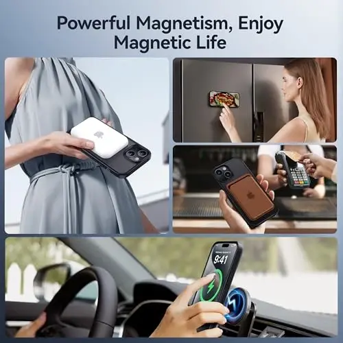 CASEKOO Designed for iPhone 15 Case with Magnetic Invisible Stand [Military Drop Protection] [Compatible with MagSafe] Shockproof Slim Translucent Matte Case 6.1 Inch, Black - 4