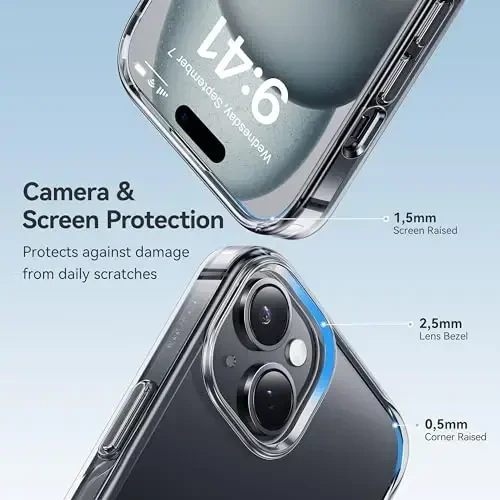 CASEKOO iPhone 15 Plus/14 Plus uchun shaffof, sarg'aymaydigan, harbiy darajadagi himoya qoplamasi. Zarardan himoya qiluvchi, shaffof telefon qobig'i. Ayollar va erkaklar uchun, 6.7 dyuym. - 4