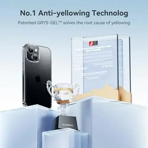 CASEKOO iPhone 15 Plus/14 Plus uchun shaffof, sarg'aymaydigan, harbiy darajadagi himoya qoplamasi. Zarardan himoya qiluvchi, shaffof telefon qobig'i. Ayollar va erkaklar uchun, 6.7 dyuym. - 5