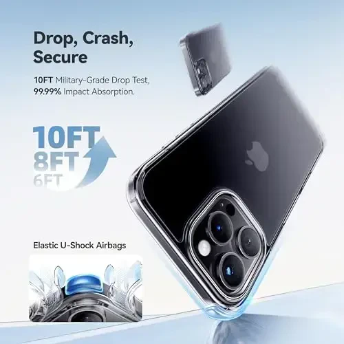 CASEKOO for iPhone 15 Pro Case Crystal Clear, [Never Yellow Technology] [Military-Grade Protection] Transparent Slim Cover Women Men for iPhone 15 Pro Phone Case 6.1 inch, Clear - 2