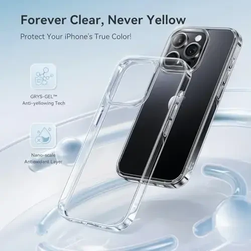 CASEKOO for iPhone 15 Pro Case Crystal Clear, [Never Yellow Technology] [Military-Grade Protection] Transparent Slim Cover Women Men for iPhone 15 Pro Phone Case 6.1 inch, Clear - 6