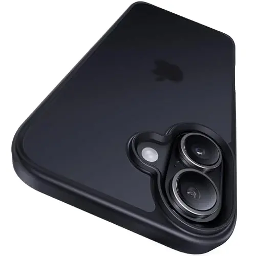 CASEKOO iPhone 16 g'ilofi uchun, [Hech qachon sarg'aymaydigan texnologiya] [Harbiy darajadagi tushishdan himoya] iPhone 16 g'ilofi telefon g'ilofi 6.1 dyuym uchun yarim shaffof ingichka g'ilof ayollar erkaklar uchun, muzlatilgan qora - 1