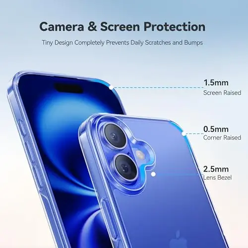 CASEKOO iPhone 16 Plus uchun g‘ilof, tiniq kristalli, [12FT harbiy darajadagi himoya][hech qachon sarg‘aymaydigan texnologiya] shaffof ingichka qopqoq ayollar erkaklar uchun iPhone 16 Plus telefon g‘ilofi 6.7 dyuym, tiniq - 4