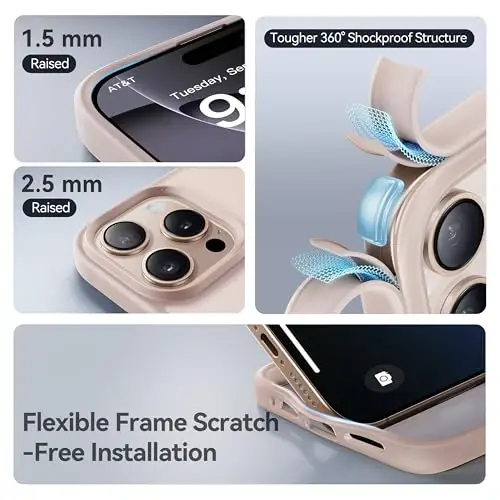 CASEKOO for iPhone 16 Pro Case, [Never Yellow Technology] [Mil-Grade Drop Protection] Translucent Slim Cover Women Men for iPhone 16 Pro Case Phone Case 6.1 inch, Rose Gold - 4