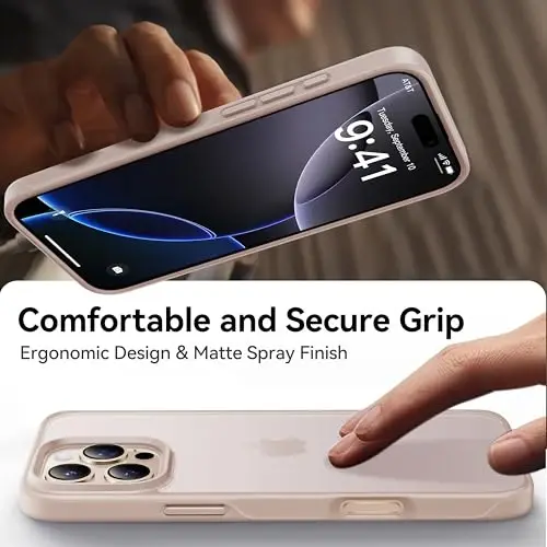 CASEKOO for iPhone 16 Pro Case, [Never Yellow Technology] [Mil-Grade Drop Protection] Translucent Slim Cover Women Men for iPhone 16 Pro Case Phone Case 6.1 inch, Rose Gold - 7
