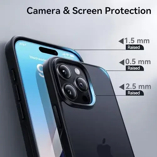 CASEKOO for iPhone 16 Pro Case, [Never Yellow Technology] [Mil-Grade Drop Protection] Translucent Slim Cover Women Men for iPhone 16 Pro Phone Case 6.1 inch, Frosted Black - 3