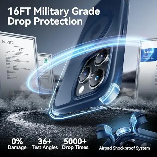 CASEKOO Ultra-Magnetic Stand for iPhone 16 Pro Case [Military Drop Protection] [Compatible with MagSafe] Shockproof Translucent Matte Slim Ring Holder Case for iPhone 16 Pro 6.3
