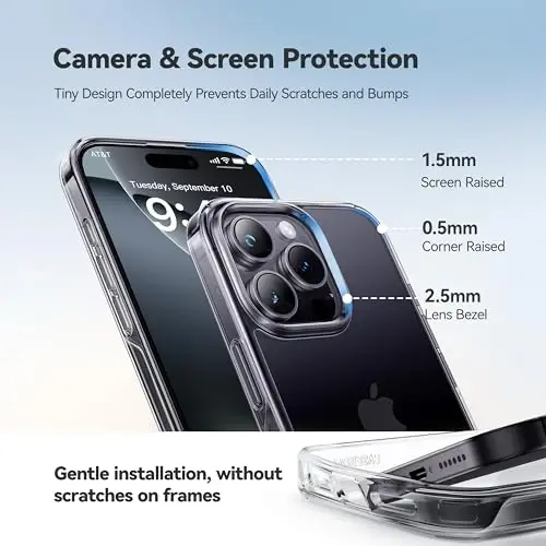 CASEKOO for iPhone 16 Pro Case Crystal Clear, [Never Yellow Technology] [12FT Military-Grade Protection] Transparent Slim Cover Women Men Phone 16 Pro Case 6.3 inch, Clear - 5