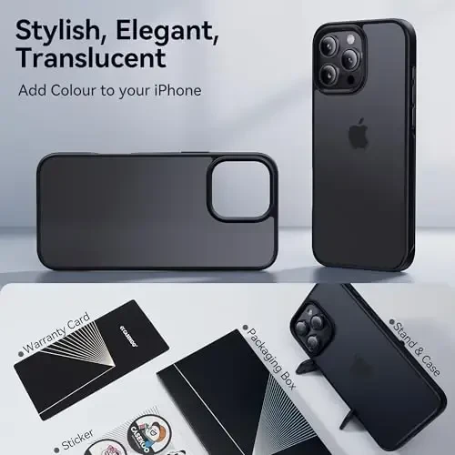 CASEKOO iPhone 16 Pro Max Case uchun, [Hech qachon sarg'aymaydigan texnologiya] [Harbiy darajadagi tushishdan himoya] iPhone 16 Pro Max telefon g'ilofi 6,7 dyuym uchun shaffof ingichka qopqoq ayollar erkaklar, muzli qora - 7