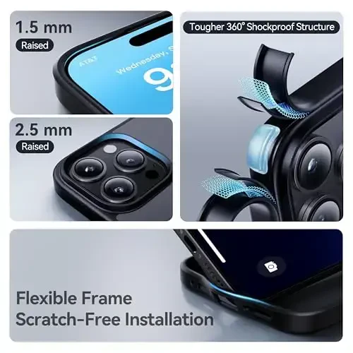 CASEKOO for iPhone 16 Pro Max Case, [Never Yellow Technology] [Mil-Grade Drop Protection] Translucent Slim Cover Women Men for iPhone 16 Pro Max Phone Case 6.7 inch, Frosted Black - 3