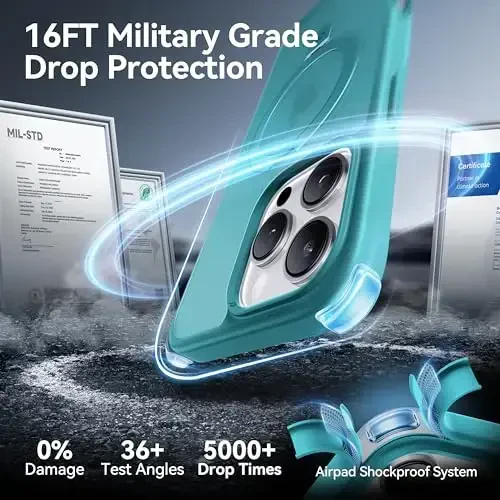 CASEKOO iPhone 16 Pro Max uchun Ultra-Magnetic Stand [Harbiy tomchidan himoya] [MagSafe bilan mos] zarbga chidamli shaffof matli ingichka halqali ushlagich, iPhone 16 ProMax 6.9