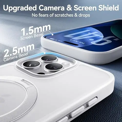 CASEKOO iPhone 16 Pro uchun Ultra-magnit stend [Harbiy tomchidan himoya] [MagSafe bilan mos] Zarba o'tkazmaydigan yarim shaffof mat ingichka halqali ushlagich, iPhone 16 Pro 6.3