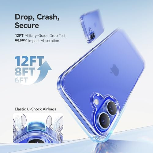 CASEKOO iPhone 16 uchun g'ilof Kristall toza, [100% Ultra tiniqlik] [12FT harbiy darajadagi himoya] [Sariqlikka qarshi texnologiya] iPhone 16 6,1 dyuymli g'ilof uchun shaffof ingichka qopqoq, tiniq 