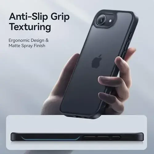 CASEKOO iPhone 16e uchun g‘ilof, [Hech qachon sarg‘aymaydigan texnologiya] [Harbiy darajadagi tushishdan himoya] Yarim shaffof ingichka qopqoq Ayollar Erkaklar iPhone 16e g‘ilof Telefon g‘ilofi 6.1 dyuym, muzlatilgan qora - 7