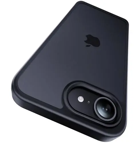 CASEKOO iPhone 16e uchun g‘ilof, [Hech qachon sarg‘aymaydigan texnologiya] [Harbiy darajadagi tushishdan himoya] Yarim shaffof ingichka qopqoq Ayollar Erkaklar iPhone 16e g‘ilof Telefon g‘ilofi 6.1 dyuym, muzlatilgan qora 