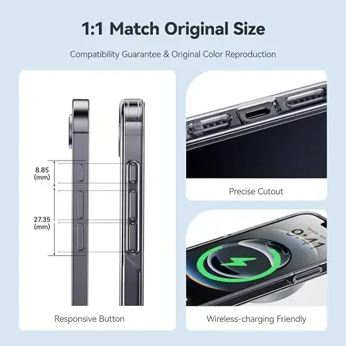 CASEKOO iPhone 16e uchun g'ilof Kristalli tiniq, [12FT harbiy darajadagi himoya][Hech qachon sarg'aymaydigan texnologiya] Shaffof ingichka qopqoq Ayollar Erkaklar iPhone 16e PhoneCase 6.1 dyuym uchun, Tiniq - 4