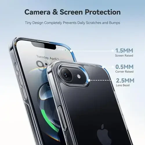 CASEKOO iPhone 16e uchun g'ilof Kristalli tiniq, [12FT harbiy darajadagi himoya][Hech qachon sarg'aymaydigan texnologiya] Shaffof ingichka qopqoq Ayollar Erkaklar iPhone 16e PhoneCase 6.1 dyuym uchun, Tiniq - 5