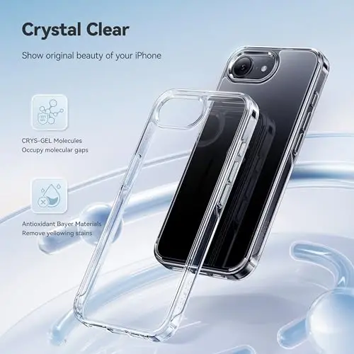 CASEKOO iPhone 16e uchun g'ilof Kristalli tiniq, [12FT harbiy darajadagi himoya][Hech qachon sarg'aymaydigan texnologiya] Shaffof ingichka qopqoq Ayollar Erkaklar iPhone 16e PhoneCase 6.1 dyuym uchun, Tiniq - CASEKOO (1)