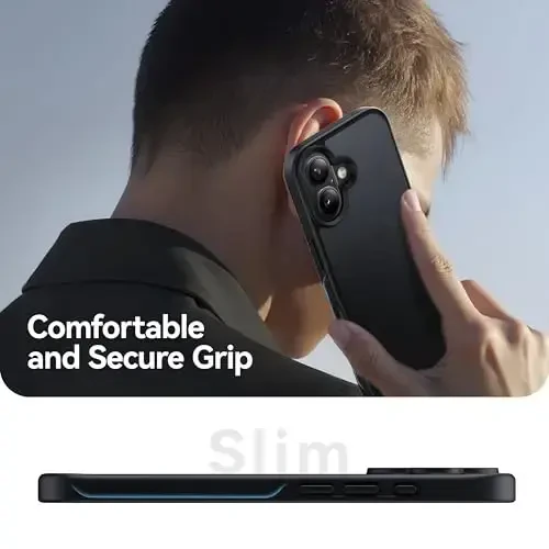 CASEKOO iPhone 17 g'alati uchun g'ilof, [Hech qachon sarg'aymaydigan texnologiya] [Harbiy darajadagi tushishdan himoya] iPhone 17 telefon g'ilofi 6.3 dyuym uchun shaffof ingichka qopqoq ayollar erkaklar, muzlatilgan qora - 5