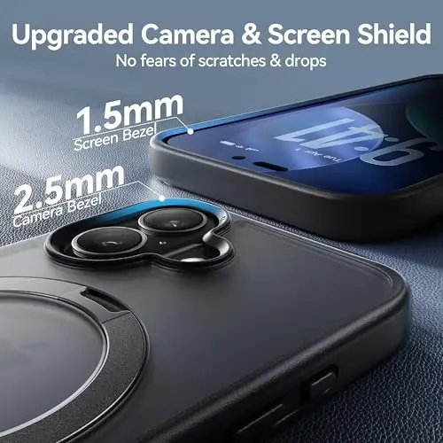 CASEKOO iPhone 17 Kılıfı için Ultra Manyetik Stand [Askeri Düşme Koruması] [MagSafe ile Uyumlu] Halka Tutuculu iPhone 17 Telefon Kılıfı için Darbeye Dayanıklı Yarı Saydam İnce Mat 6.3 İnç, İris Moru - 3