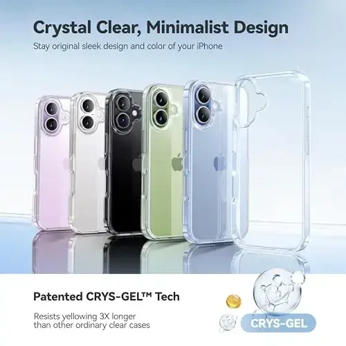 CASEKOO for iPhone 17 Case Crystal Clear, Patented Anti-Yellow & Virgin TPU, 15FT Military-Grade Drop Protection, Slim Transparent Women Men Funda para for iPhone 17 Case 6.3 inch, Clear - 6