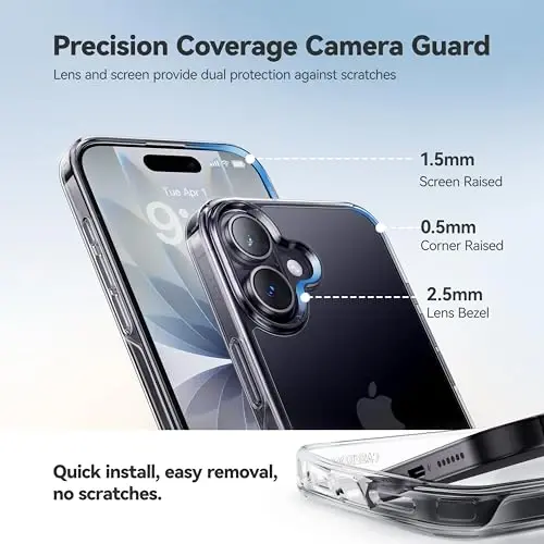 CASEKOO for iPhone 17 Case Crystal Clear, Patented Anti-Yellow & Virgin TPU, 15FT Military-Grade Drop Protection, Slim Transparent Women Men Funda para for iPhone 17 Case 6.3 inch, Clear - 3