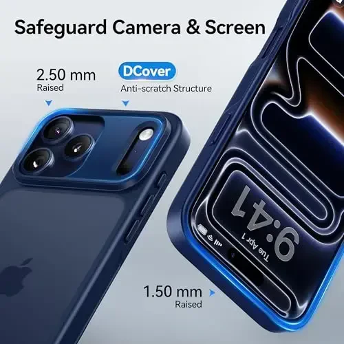 CASEKOO for iPhone 17 Pro Case, [Never Yellow Technology] [Mil-Grade Drop Protection] Translucent Slim Cover Women Men for iPhone 17 Pro Phone Case 6.3 inch, Frosted Blue - 3