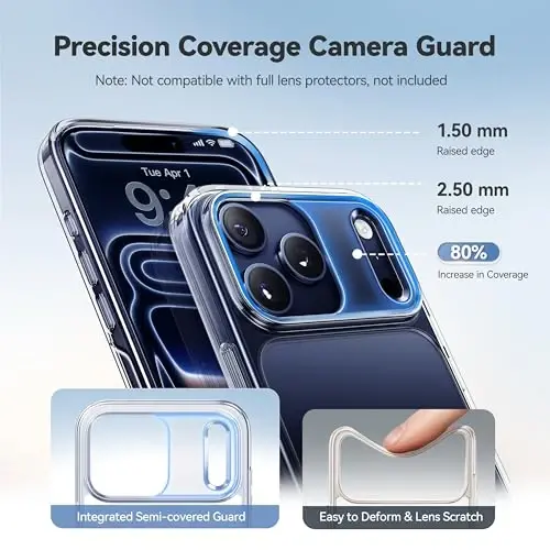 CASEKOO for iPhone 17 Pro Case Smooth Crystal Clear, Patented Anti-Yellow & Virgin TPU, 15FT Military-Grade Drop Protection, Slim Transparent Women Men Funda para for iPhone 17 Pro Case 6.3'', Clear - 4