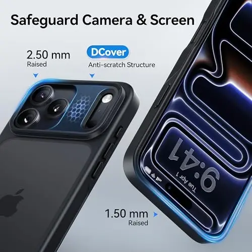 CASEKOO for iPhone 17 Pro Max Case, [Never Yellow Technology] [Mil-Grade Drop Protection] Translucent Slim Cover Women Men for 17 Pro Max Phone Case 6.9 inch, Frosted Black - 3